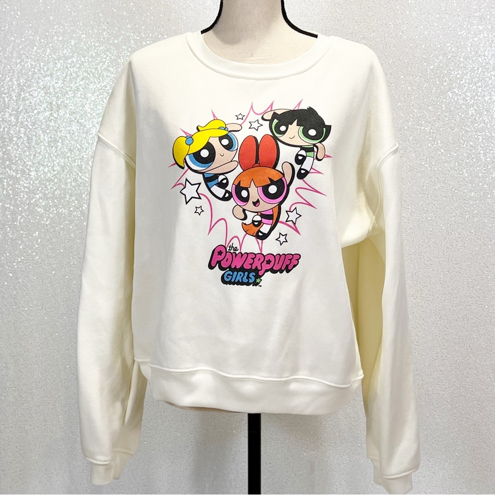 Powerpuff Girls Medium Cream Crewneck Sweatshirt - Picture 3 of 6